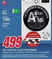 LG - F2R3S09NSW Lavatrice 9kg AI DD, Classe A-10%, 1400 giri, TurboWash, Vapore