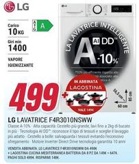 LG - F4R3010NSWW Lavatrice 10kg AI DD, Classe A-10%, 1400 giri, TurboWash, Vapore
