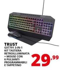 Trust - GXT791 3-In-1 Kit Tastiera Retroilluminata + Mouse Con 6 Pulsanti Programmabili E Tappetino