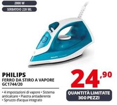 Philips - EasySpeed GC1744/20, Ferro Da Stiro A Vapore, 2000W