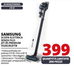 Samsung - Aspirapolvere Senza Filo Jet™ 85 Premium 210W VS20C852FTB