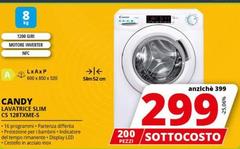 Candy - Smart Inverter CS 128TXME-S Lavatrice Caricamento Frontale 8 Kg 1200 Giri/min Bianco