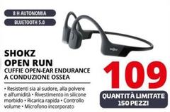 Shokz - Open Run Cuffie Open-Ear Endurance A Conduzione Ossea