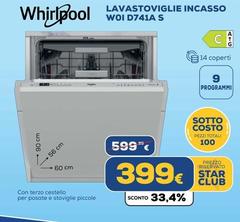 Whirlpool - Lavastoviglie Incasso WOI D7414 S