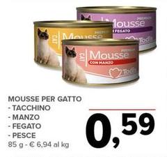 Mousse Per Gatto Tacchino, Manzo, Fegato, Pesce
