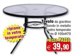 Tavolo Da Giardino Frotondo In Metallo E Vetro Temperato