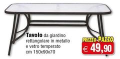 Tavolo Da Giardino Rettangolare In Metallo E Vetro Temperato
