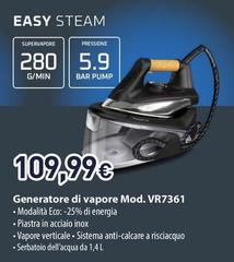Rowenta - Easy Steam VR7361 2400 W 1,4 L Acciaio Inossidabile Alluminio, Nero