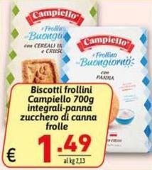 Campiello - Biscotti Frollini  Integrali-Panna Zucchero Di Canna Frolle