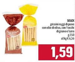 Selex - Grissini Raggi Di Pane Con Olio Di Oliva, Con Fiocchi Digrano E Farro