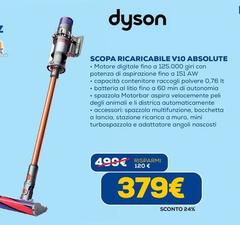 Dyson - V10 Absolute Aspirapolvere A Bastone 2 In 1 Batteria Secco Senza Sacchetto 0,77 L Rame, Nichel
