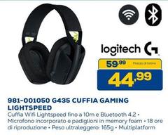 Logitech - 981-001050 G435 Cuffia Gaming Lightspeed