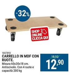 Carrello In Mdf Con Ruote