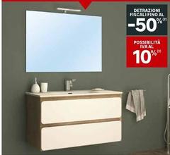 Mobile Da Bagno Sospeso Oslo Finitura Rovere Tabacco E Frontali Bianco Opaco