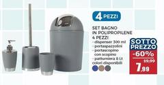 Set Bagno In Polipropilene 4 Pezzi