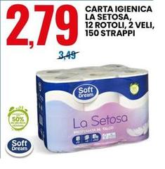 Soft Dream - Carta Igienica La Setosa, 12 Rotoli, 2 Veli, 150 Strappi