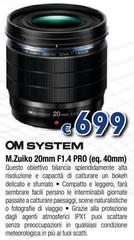 Om System - M.Zuiko 20mm F1.4 Pro