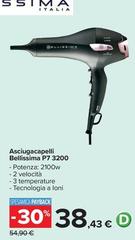Bellissima - P7 3200 Asciugacapelli, Motore Professionale, 2100 Watt, Ionizzatore, 2 Velocità, 3 Temperature, Diffusore Per Ricci, Colpo Aria Fredda, Leggero, Custodia Da Viaggio, Fermacavo