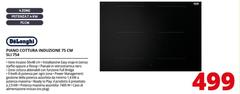 De Longhi - SLI 754 Piano Cottura Nero Da Incasso 75 Cm Piano Cottura A Induzione 4 Fornello(i)