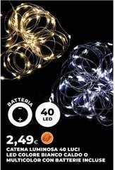 Catena Luminosa 40 Luci Led Colore Bianco Caldo O Multicolor Con Batterie Incluse