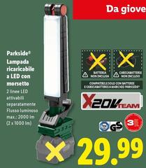 Parkside - Lampada Ricaricabile A LED Con Morsetto