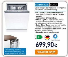 Bosch - SMH4ECX27E Serie 4 Lavastoviglia Da Incasso A Scomparsa Totale Con Cerniere Sliding