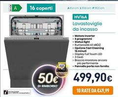 Hisense - Lavastoviglie Da Incasso HV16A