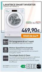 Candy - Smart Inverter CBWO 49TWME-S Lavatrice Caricamento Frontale 9 Kg 1400 Giri/min Bianco