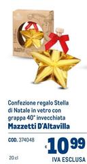 Stella - Confezione Regalo  Di Natale In Vetro Con Grappa 40° Invecchiata Mazzetti D'altavilla