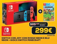 Nintendo - Switch Con Joy-con Rosso Neon E Blu Neon + Gioco Switch Minecraft