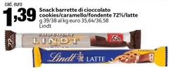 Lindt - Snack Barrette Di Cioccolato Cookies/Caramello/Fondente 72%/Latte