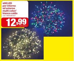 400 Led Per Interno Ed Esterno Multi Color/Bianco Caldo