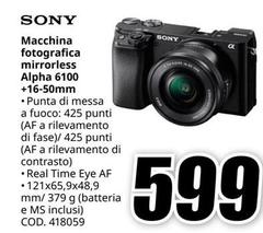 Sony - Macchina Fotografica Mirrorless Alpha 6100 +16-50mm