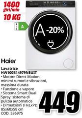 Haier - HW100B14979NEUIT Lavatrice Caricamento Frontale 10 Kg 1400 Giri/min A Bianco