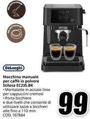 De Longhi - Macchina Manuale Per Caffè In Polvere Stilosa EC235.BK