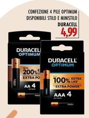 Duracell - Confezione 4 Pile Optimum Disponibili Stilo E Ministilo
