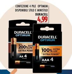 Duracell - Confezione 4 Pile Optimum Disponibili Stilo E Ministilo