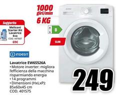 Indesit - EW65S26A Lavatrice Caricamento Frontale 6 Kg 1000 Giri/Min Nero, Bianco