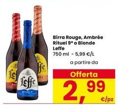 Leffe - Birra Rouge, Ambrée Rituel 9° O Blonde