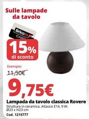 Lampada Da Tavolo Classica Rovere