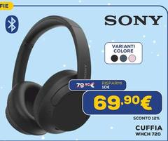 Sony - WH-CH720 Auricolare Con Cavo E Senza Cavo A Padiglione Musica E Chiamate USB tipo-C Bluetooth Blu
