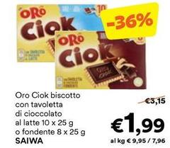 Saiwa - Oro Ciok Biscotto Con Tavoletta Di Cioccolato Al Latte O Fondente