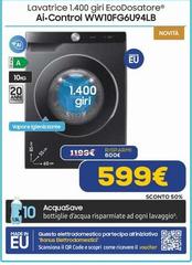 Samsung - Lavatrice 1,400 Giri Ecodosatore AI Control WW10FG6U94LB 
