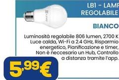 Ezviz -  LB1-Lampadina A Led Regolabile Tramite Wi-Fi Bianco