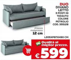 Duo Divano Letto 3 Posti In Tessuto Colore