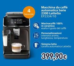 Philips - Series 2300 LatteGo EP2334/10 Macchina Da Caffè Automatica, 4 Bevande, Cappuccinatore, 1.8 L, Macine In Ceramica