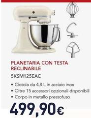 Kitchenaid - 5KSM125EAC Sbattitore Con Base 300 W Crema