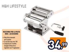 H&h Lifestyle - Macchina Per La Pasta Inox + Accessorio