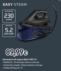 Rowenta - Easy Steam VR5121 2400 W 1,4 L Acciaio Inossidabile Nero, Blu