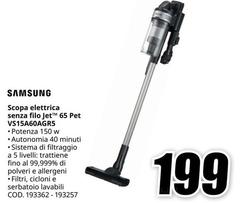 Samsung - Scopa Elettrica Senza Filo JetTM 65 Pet VS15A60AGRS